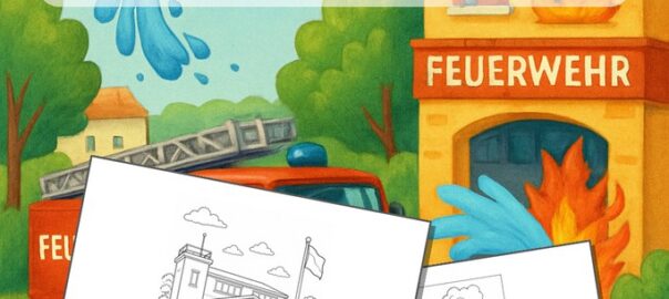 Feuerwehr-Abenteuer zum Ausmalen für kleine Retter