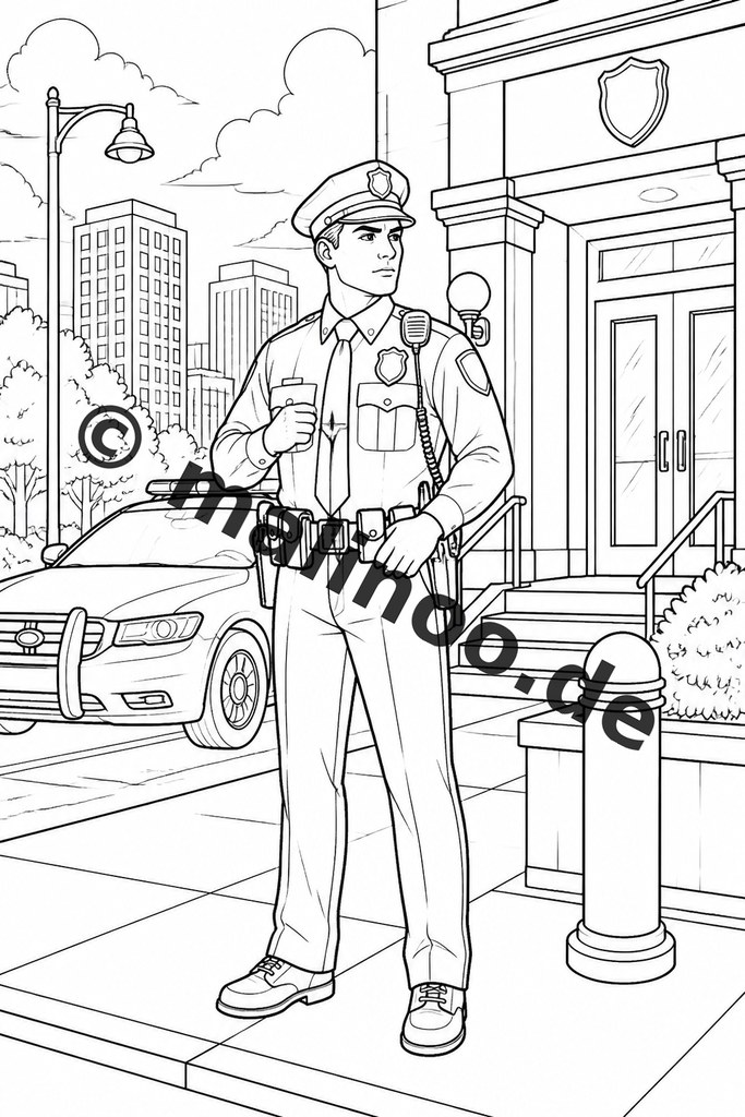 Polizei-Ausmalspaß zum sofort Loslegen