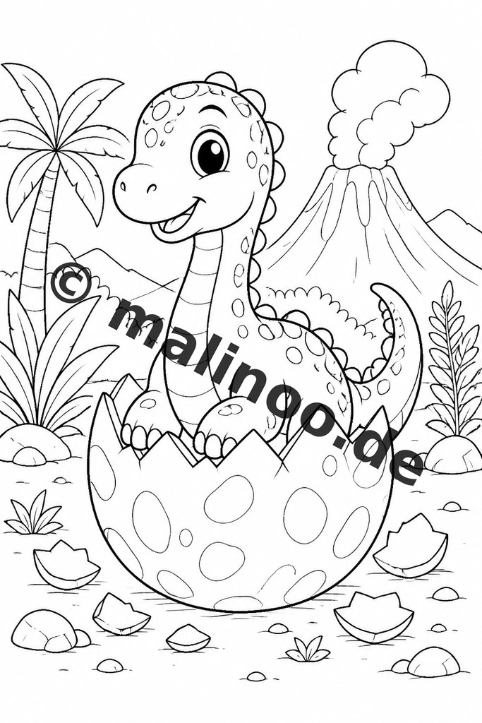Niedliche Baby-Dinosaurier zum Sofort-Ausmalen