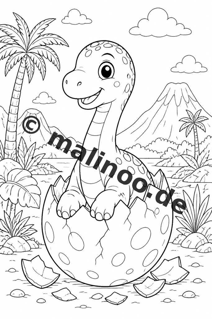 Süße Baby-Dinosaurier zum Sofort-Ausmalen