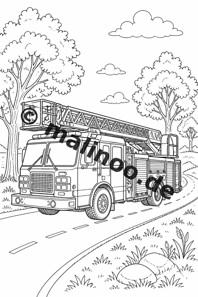 Feuerwehr-Ausmalspaß zum sofort Loslegen